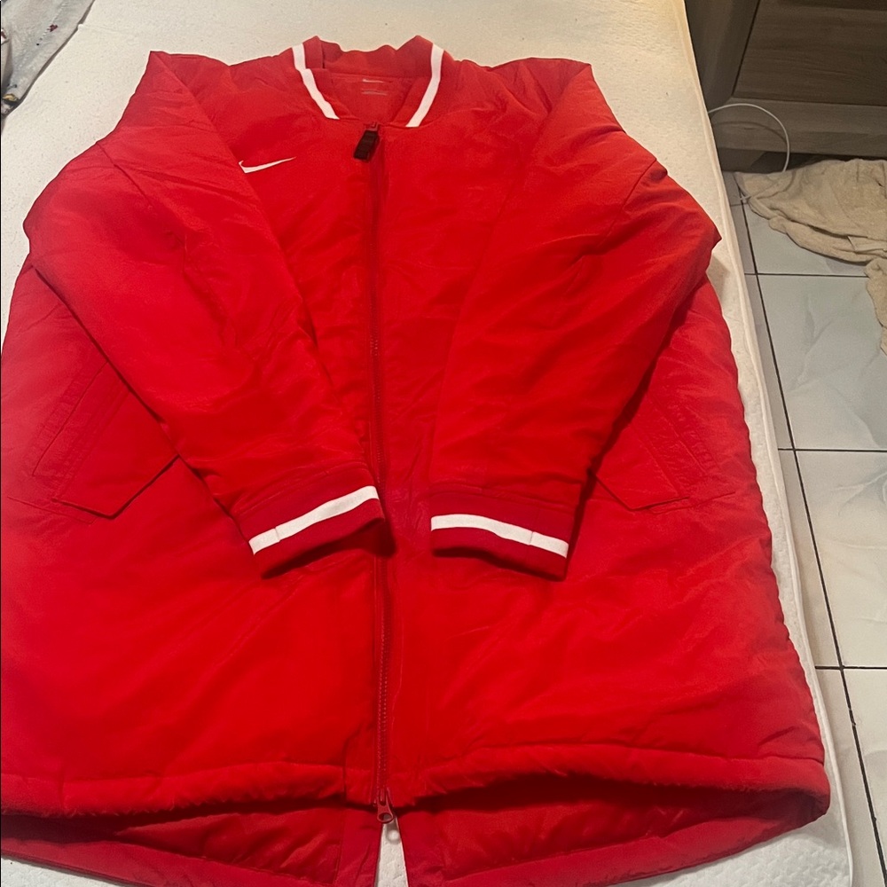 Nike baseball men’s stock Dugout jacket parka coat red size large